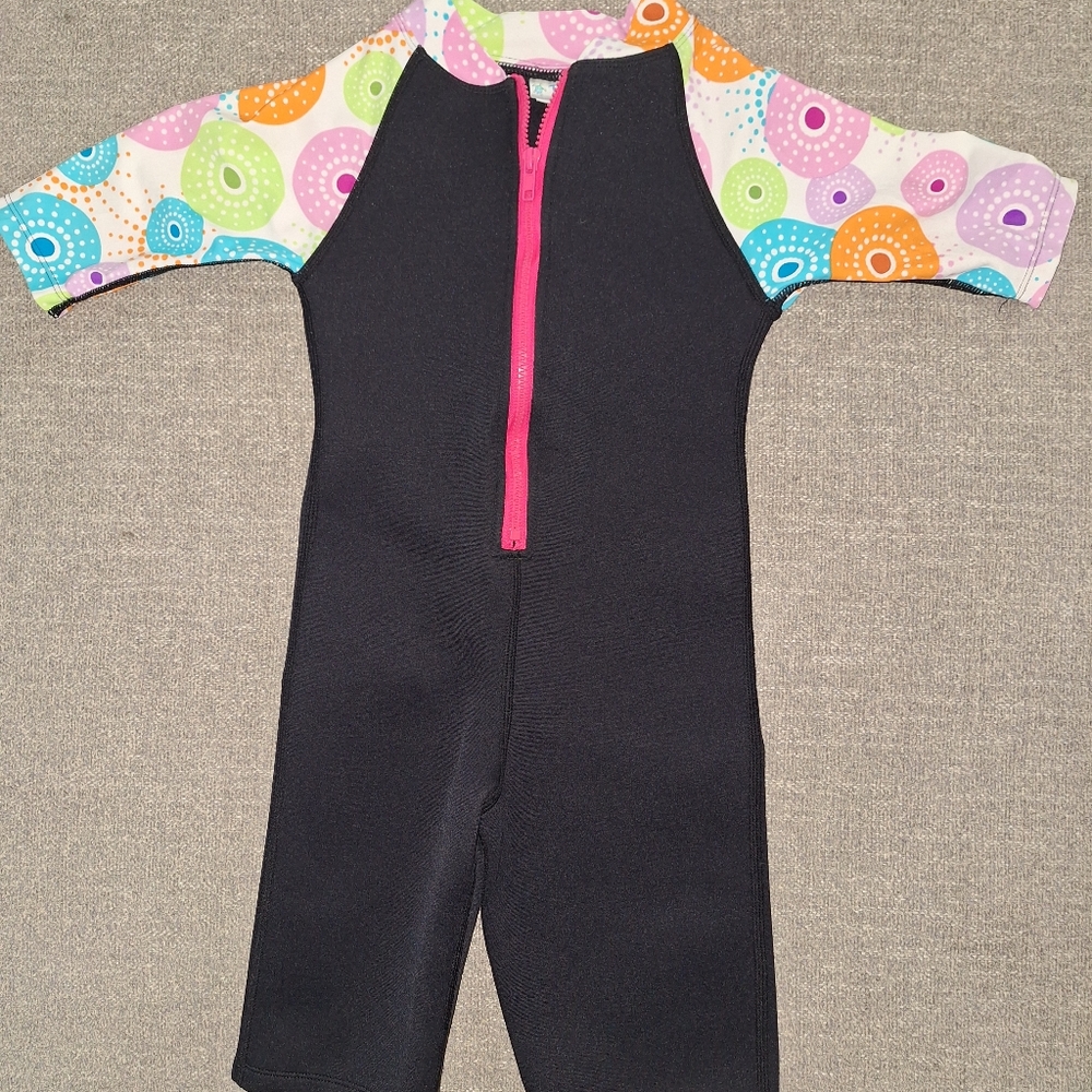 Black and Pink One Piece Swimsuit with Front Zipper